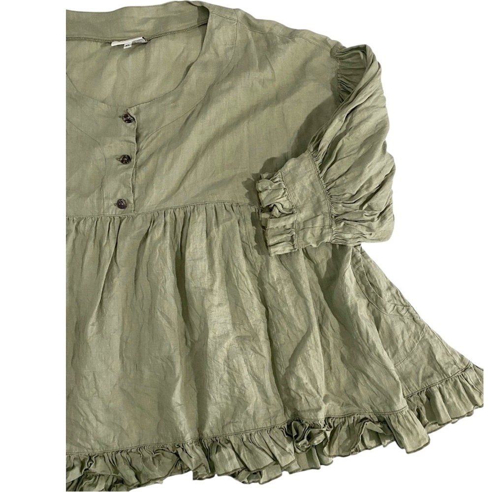 Heart’s Desire by Mary Grace Linen Artist Top Size XL Sage Green Like New - Picture 8 of 16